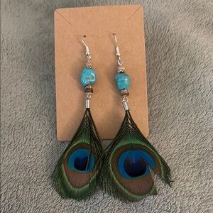 Elegant Peacock Feather Earrings